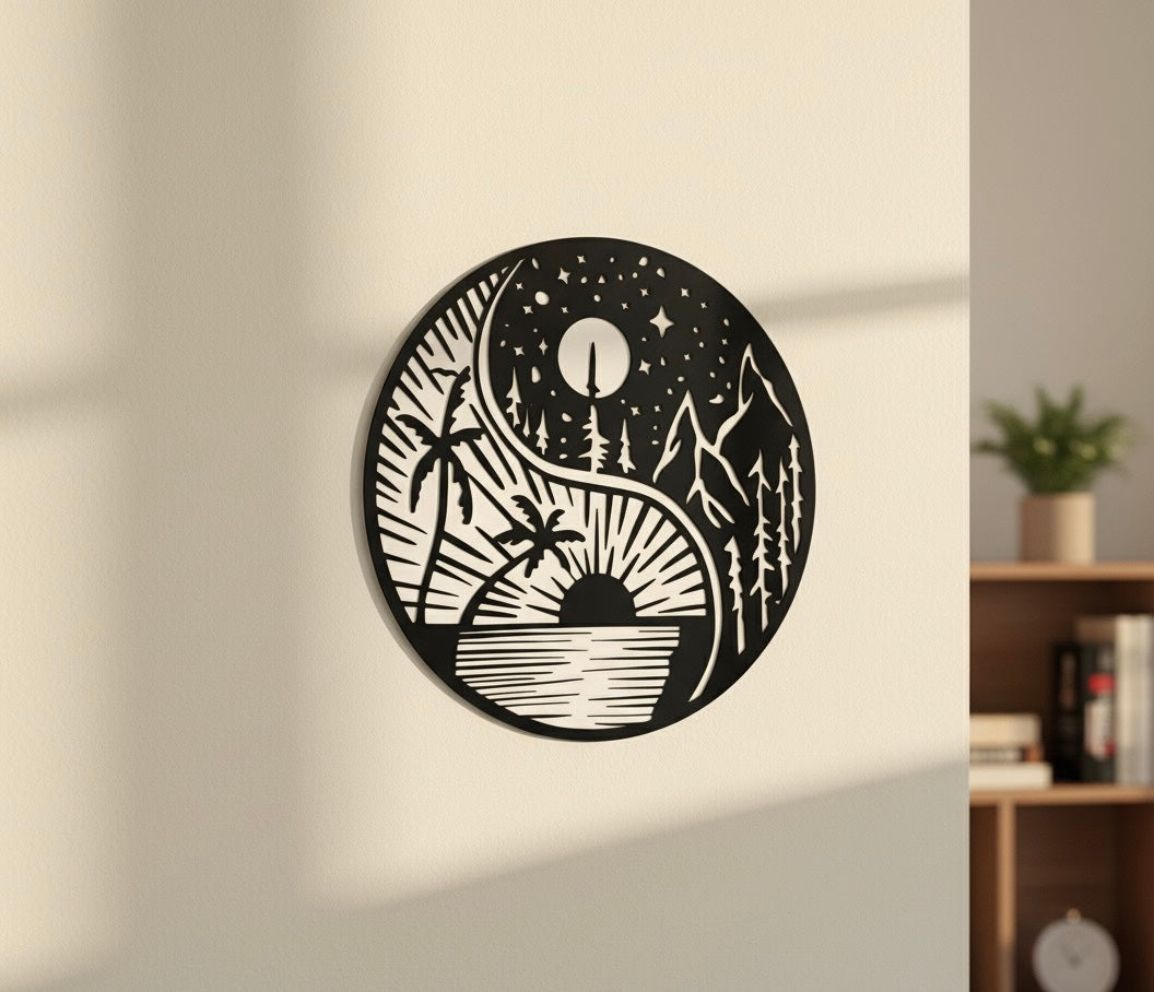 Celestial Balance - Acrylic Wall Art (Day & Night Design)